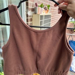 Brownish red cropped terry cloth tank top, size medium.